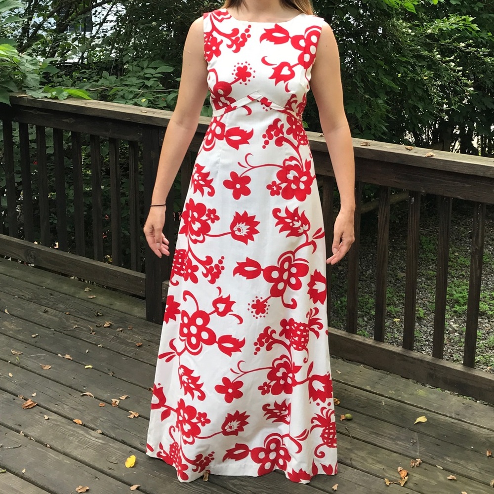 Vintage Sears 60s Cotton Maxi Dress Hawaiian fashions